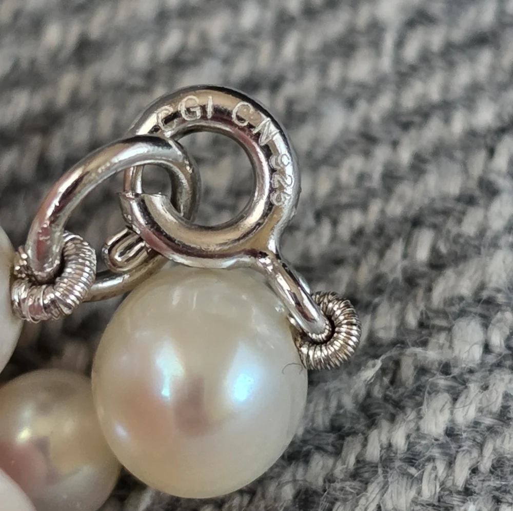 Vintage Baroque Pearl Necklace 925 Sterling Silver Signed CGI CN